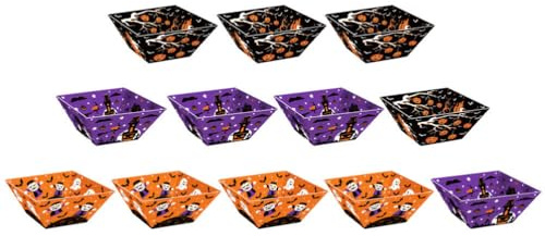 Ciieeo 12pcs Halloween Paper Food Trays Halloween Popcorn Containers Boxes Serving Bowl for Candy, Snack and Party Supplies