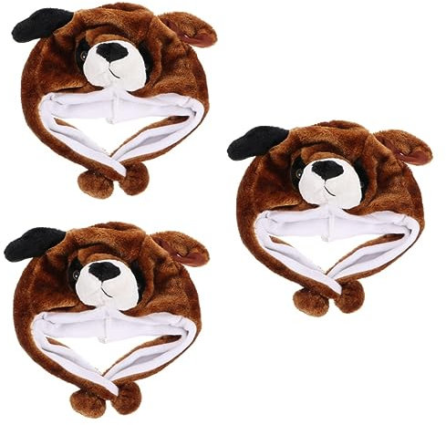 Alasum 3stücke Cartoon Plüschmütze Für Mädchen Cosplay Hut Mit Ohrenwärmer Für Spielzeug Braun Hundedesign
