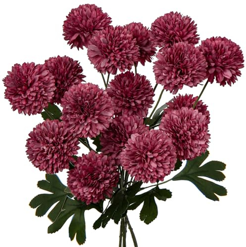 Oairse 4er-Set 58cm Kunstblume Seiden-Chrysantheme, Künstliche Blumen zur Dekoration, Rustikale Blumen, Künstliche Chrysanthemen, Blumenarrangement für Zuhause, Büro, Hochzeit, Tischdekoration, Lila