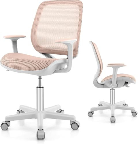 FANTASK 360° drehbar Kinder Schreibtischstuhl, 43-55cm Sitzhöhe höhenverstellbar, Rosa