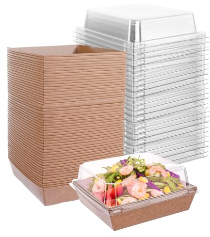 VIDETOL 75 Pcs Cake Slice Boxes with Clear Lids, Cupcake Boxes Oil-Proof Paper Dessert Boxes, Brown Square Bakery Dessert Box Food Containers Takeaway for Parties, Weddings, and Bakeries