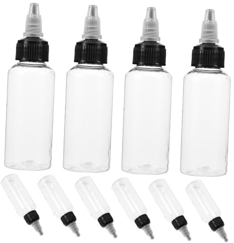 10 Stück-pack Durchsichtige Farbflasche aus Kunststoff 50ml mit Skala | Reusable, Good Sealing, Leicht und Tragbar, Airbrush Flaschen, 10ml Flasche