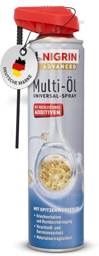 NIGRIN Advanced Multi-Öl, Multifunktionsöl, herausragende Schmierwirkung und Kriecheigenschaft, Verschleiß- und Korrosionsschutz, reinigt Kuststoff und Metall, 400 ml