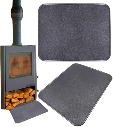 BAUSTER® Kaminbodenplatte aus Metall – Hitzeschutz für Kamin & Ofen – Pulverbeschichtet – Schwarz, Graphit oder Kupfer – 80x49 / 50x60 / 60x80 cm – Funkenschutzplatte (Graphit, 60x50cm)