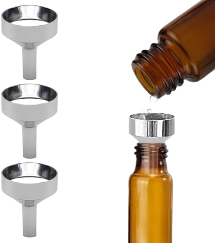 Small Funnel, 3pcs Mini Funnels for Filling Small Bottles, Silver Aluminium Funnels, 1.8cm Mouth Diameter, for Filling Bottles or Containers, Transferring Liquids or Powders