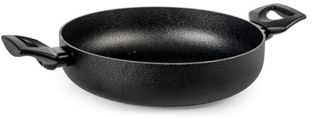H&H Tegame Titan in Alluminio con Rivestimento Antiaderente Pfluon, 24 cm, Colore Nero, Adatto a Tutti i Piani Cottura - Incluso Induzione e Vetroceramica, PFOA Free