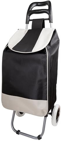 Carrello Spesa 2 Ruote – Borsa XL Impermeabile, Struttura Pieghevole in Alluminio, Leggero e Robusto – 4 Colori (Nero)