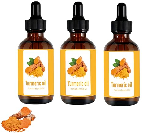 Turmeric Essential Oil mit Vitamin C, Natürliches Gesichtsöl als Anti-Aging Booster gegen Falten, Straffende Feuchtigkeitspflege für glatte Haut, Reduziert Augenringe & Tränensäcke (3pc, 90ml)