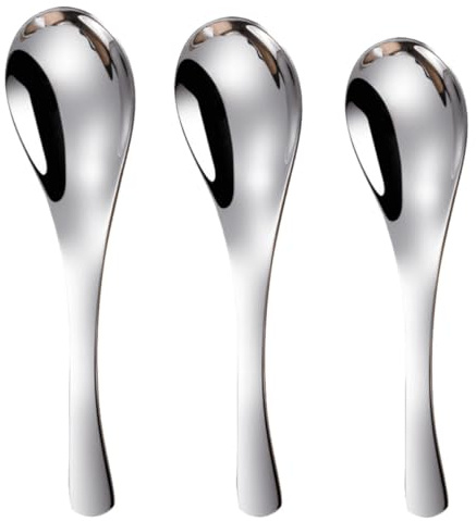 EXCEART 3 Cucharas Soperas Paquete de 3 Piezas de Acero Inoxidable Mango Ergonómico y Cabeza Redonda Duraderas y Funcionales para Cocina Hogar