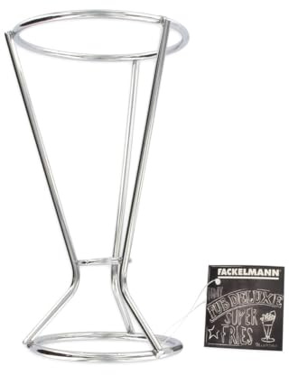Fackelmann 687139 hållare kornett pommes frites, förkromat stål, grå, 15 x 8 x 8 cm