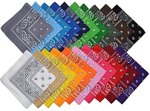 Bandana Halstuch Biker 1er 3er 6er 12er Pack Nikki Tuch Schal Paisley Kopftuch 100% Baumwolle 25 Farben