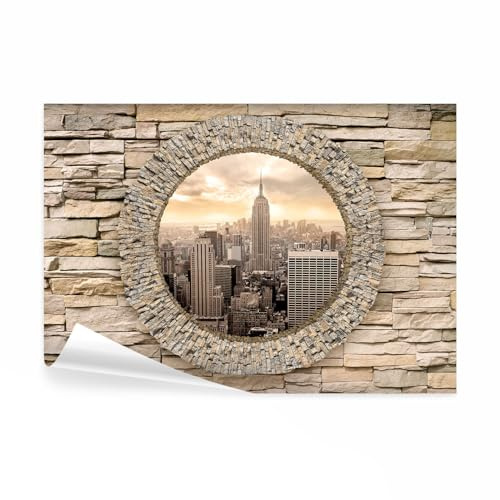 decomonkey Fototapete New York Stadt City, 350x256 cm, XL, Steinwand Stein | Fenster, NY, Tapete, Wandbild, Bild, Fototapeten, Tapeten, Wandtapete