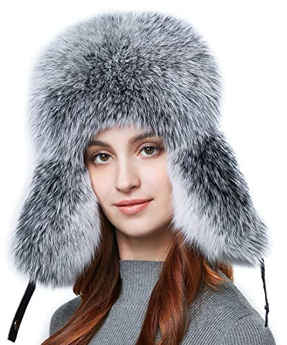 BeFur Leder Fellmütze Unisex Winter Fliegermütze Trappermütze aus eicht Fuchs Waschbär Fell M