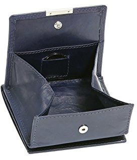 Wiener-Schachtel mit großer Kleingeldschütte mit RFID Schutzfolie LEAS, in Echt-Leder, dunkelblau - Special Edition