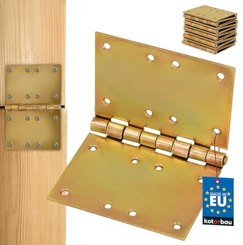 KOTARBAU® 10 st. dörrgångjärn 100 mm x 150 mm rullas förzinkad gul kantig gångjärn möbelband dörrband bygelband skafttar skåpgångjärn