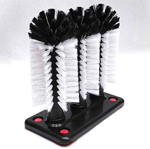 T&F Gläserspülgerät mit 3 Gläserspülbürsten 18.5 x 9.5 x 19 cm für Gläserbürste Spülbürste Pils Kölsch Altbier Gläser Bürste Glasses Brush große Massive Saugplatte einfach Spülen