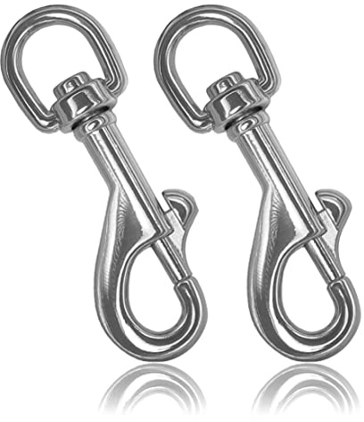 Ganzoo Karabiner-Haken mit Drehgelenk im Set, Bolzen-Karabiner für Hundehalsband, Stahl, für Paracord 550 Hunde-Leine, Schnapp-Haken mit Drehkopf, Zinklegierung, Metall Design