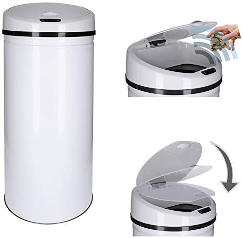 Automatisk papperskorg med sensor 30–60 liter – rostfri soptunna med rörelsesensor och klämring för soppåsar – automatisk öppning/stängning, mjukt stängningslock, kontaktlöst bortskaffande