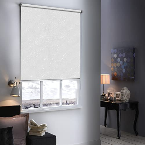 Verdunkelungsrollo mit Pailletten, Kollektion Must – Weiß – L 184 x H 190 cm