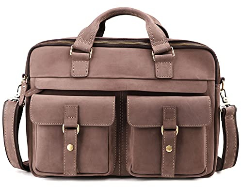 Herren Laptoptasche Arbeitstasche Handtasche, Vintage Echtes Leder Aktentasche Multifunktions Tragen Handtasche Business Crossbody Satchel 17 Zoll Laptop Schulter Messenger Bag Laptop Businesstasche S