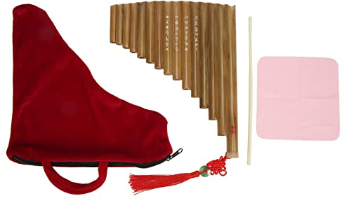 Pan Flute Panflöte 15 Pipes G Key Panflute Chinesisches traditionelles Musikinstrument Panpipes Woodwind Instrument for Beginners(Left Hand)