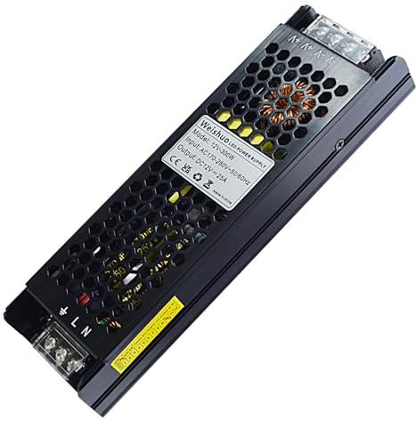LED Trafo 12V 300W Konstante Spannung LED Trasformatore AC 220/230V auf DC 12 Volt 25 Ampere Schlankes Netzteil für LED-Streifen und Innenleuchten