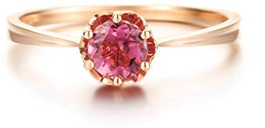 Gualiy Echt Gold Ring 18 K, Verlobungsring mit Turmaline Blume Form mit Turmaline Damen Ringe Verlobung Größe 57 (18.1)