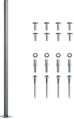 LARMNEE Standpfosten für Markisenkasten, Haltestange, Keine Wandmontage der Markise erforderlich, Einzel-Seitenmarkise mit Standpfosten geeignet, grau EBE01LZ02