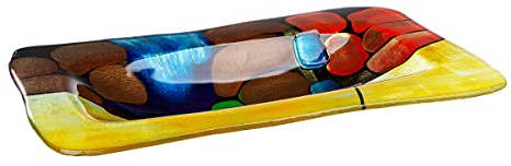 GILDE GLAS art eckige Deko Schale - handbemalt - ca. 30 x 50 cm