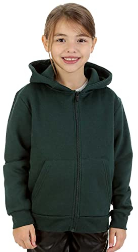Trendy Toggs Kids Plain Bottle Green Zip Up Hoodie 9-10