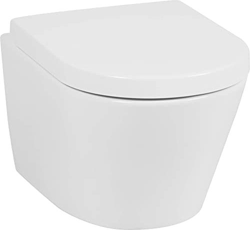 Saqu Sky 2.0 ohne Spülrand Hänge-WC mit Tiefspül inkl. WC-Sitz mit Quickrelease Weiß - Wand-WC - Keramik