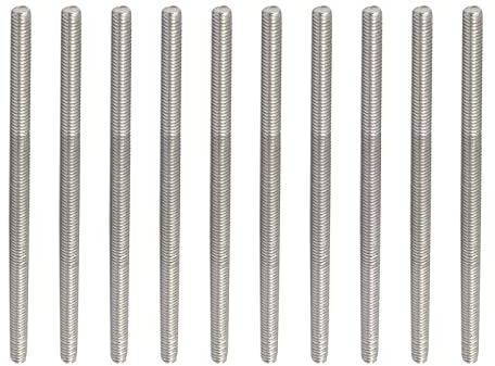 Rebower Fully Threaded Rod 304 Stainless Steel Rod Bar Studs, [for Hanger and U-Bolts] - M4 x 90mm Male Threaded /Silver/10Pack