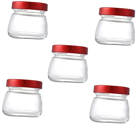 Veemoon 5pièces Bocal Verre Transparent Vide Hermétique Lot pour Conserver Miel Nids Hirondelle Gelée Colle De Poisson Céréales Haricots Riz