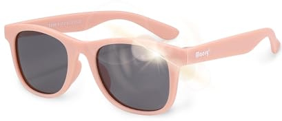 Maesy Gafas de Sol Niños 3-6 Años - Lentes Polarizadas UV400 Categoría 3 - Montura Flexible - Diseño Cuadrado, Seguras y Cómodas - Lino, Rosa Claro