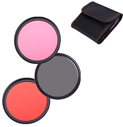 Lot de filtres de couleur pour objectif d'appareil photo Panasonic Lumix DMC G7 avec objectif Lumix G Vario 14-42 mm Orange/rose/gris 46 mm