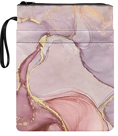 xixirimido Rosa Marmor Buchhüllen Protetcor Tasche für Frauen Mädchen Lehrbücher Bibel Taschenbuch Roman Bücher Tasche 22,9 - 27,9 cm