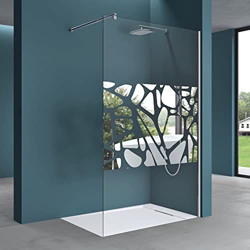 Mai & Mai Box Doccia Walk-In 130x200cm, Parete Doccia in Vetro 10mm Braccio di Sostegno 70-120cm Vetro di Sicurezza ESG con Rivestimento Nano BRAM1 Bremen02BL