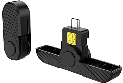 Gsrimgratoe - Lector de tarjetas USB tipo C plegable de acceso común para tarjeta SIM/tarjeta IC compatible con MacOS Smart Phone, color negro