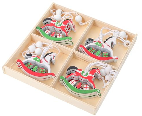 BUGUUYO 12stücke Teiliges Hölzerne Weihnachtsbaum-hängedekorationen Mit Farbiger Bemalung Leicht Aufzuhängende Christbaumschmuck Anhänger Für Wohnzimmer Partys Schaufenster Und Festliche
