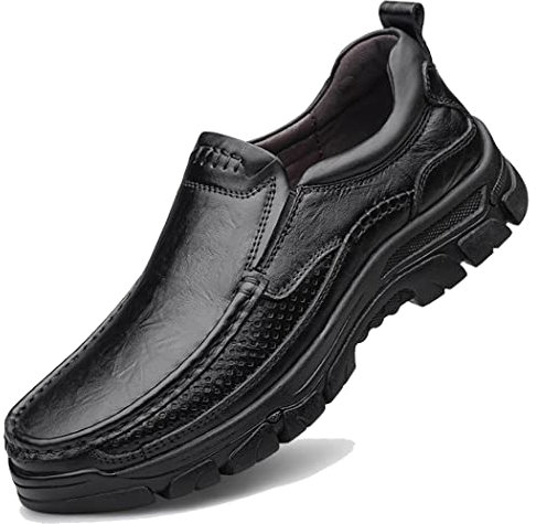 ZASDKE Herrenschuhe Klassische Loafers Slipper Freizeitschuhe Business Casual Lederschuhe Schwarz 9067 43 EU