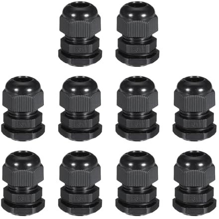sourcing map Nylon Cable Gland PG11 Waterproof Adjustable Locknut Black for 5mm - 10mm Cable Wire Pack of 30