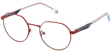 FILA GEOMETRIC Edelstahl Brillen in Total Halbmatt Rot für Unisex, Brille mit Sehstärke, optional mit Sonnenbrillen tönung oder Blaulichtfilter (Modell VFI703L)