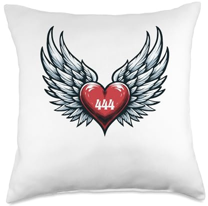 Angel Number 444 Heart And Wings Of Angel Number Spiritual Throw Pillow