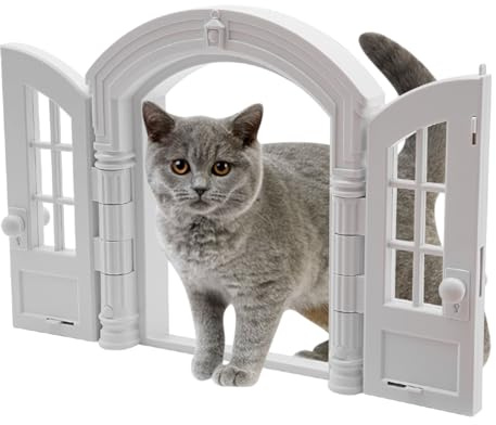 Estabeter Katzentür, Weiß, für Innen-Außentür-Wandfenster, 24*27.3cm, Kunststoff, Schnappverschluss, max. 10kg, für Katzenbesitzer und kleine Hunde