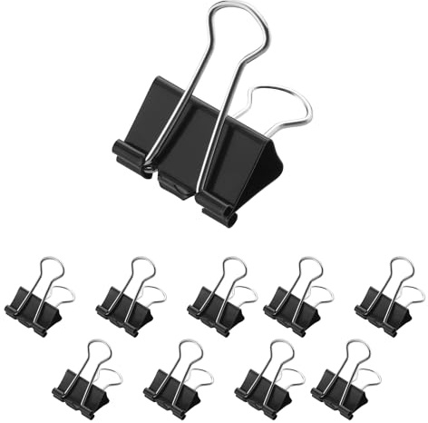 Westcott Foldback klämmor 25 mm svart 12 stycken | 12-pack metallklämmor för dokument | stabila och återanvändbara pappersklämmor | 25 mm klämmor för kontor och hushåll | E-10712 00