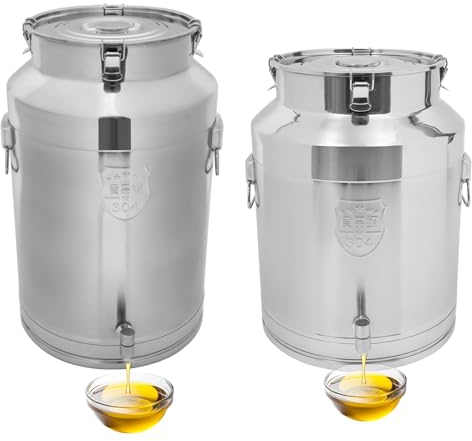 76L/64L Milchkanne Schwerlast aus Edelstahl 304 mit Ablaufhahn Spannverschluss und Gummidichtung, Weißblecheimer Transportkanne Fermenter Hausbrauen Wein Bier Machen Trommel, Öl Reis Wasser Fass (76L)