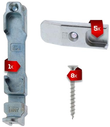 ToniTec Siegenia Schliessbleche Set A807 mit 1x Kippschliessblech 0807 und 5x Schliessblech 56 0807 fuer Holzfenster und PVC Fenster mit Euronut inkl Schraubenset