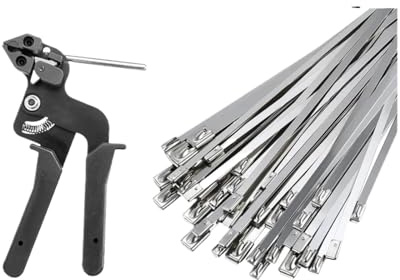 Kabelbinder aus Edelstahl 20 Stück 4,6/7,9 mm Edelstahl-Kabelbinder, Auspuffumwicklung, beschichtetes Metall, Reißverschluss, multifunktionaler Kabelbinder mit Verriegelung(Combination,600mm(23.62inch