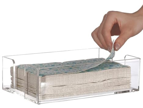 Servilletero de Mesa - Servilletero acrílico para Mesa de Comedor, decoración de habitación, Soporte para servilletas de Papel Transparente, Caja de Almacenamiento para servilletas Planas