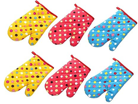 OFFSCH 3paare Hitzebeständige Ofenhandschuhe Von Praktischen Kochhandschuhen Aus Dickem Material Für Sicheres Backen Und Grillen Maschinenwaschbar Und Flexibel